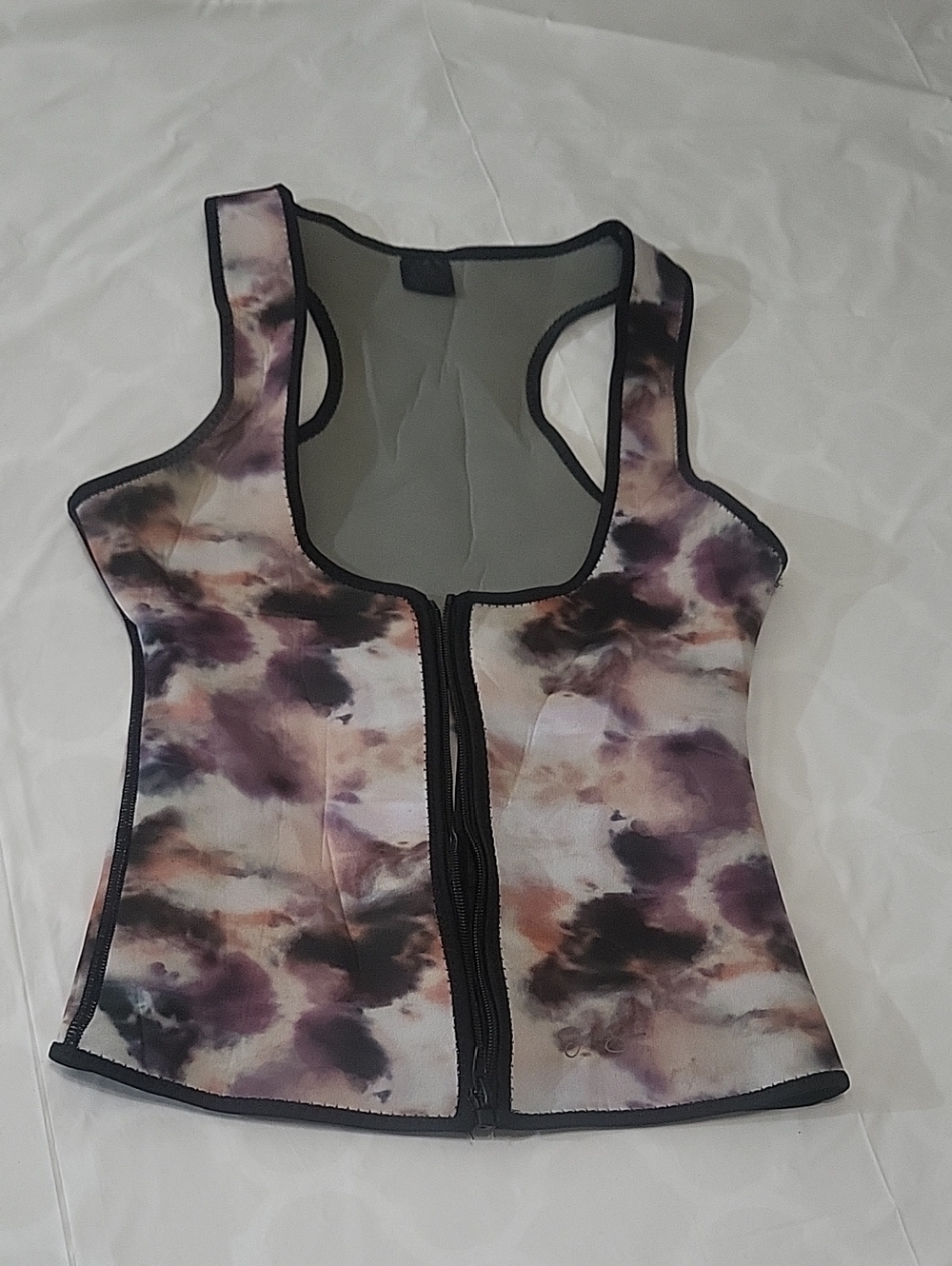 Women’s Purple Tie-Dye Neoprene Zip-Front Workout Tank